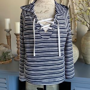 Striped hooded shirt